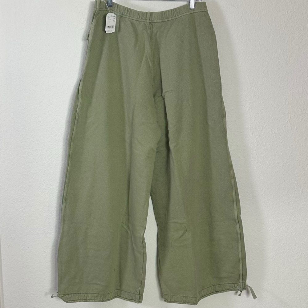 Free People FP One Bohemian Wide Leg Barrel Arden Knit Pants Sage Green Large - Picture 7 of 13